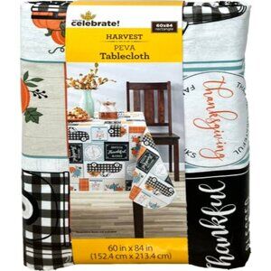 Celebrate Harvest Rectangular PEVA Tablecloth 60x84 Inches Waterproof Thanksgivi